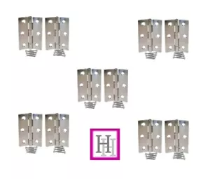 Bisagras a tope 3"x 2" (75 mm x 50 mm) - Armario de puerta con acabado plateado x 5 pares - Imagen 1 de 5