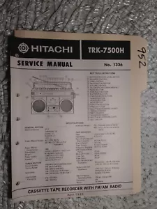 Hitachi trk-7500 h service manual original repair book stereo boombox radio - Picture 1 of 1