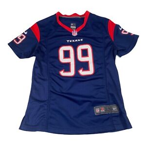 Houston Texans JJ Watt 99 Womens NFL Jersey Large Blue Authentic Fit Shirt Nike