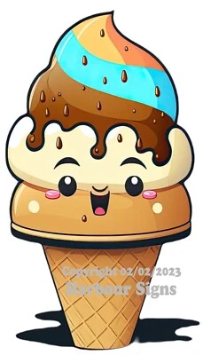 HARBOUR SIGNS Ice Cream DECAL (Choose Your Size) Food Truck Concession Vinyl Sticker