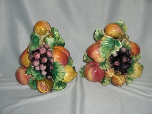 Vintage Capodimonte Fruit Table Decor Book Ends Bookends Ornate Italy RARE - Picture 1 of 9