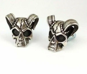 set 2 Totenkopf Skull Schrauben Kennzeichen motorrad custom DämonTeufel ram - Picture 1 of 5