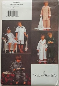Vogue 9109 Sewing Pattern Girls Boys Pyjamas & Robe Coverup Sleepwear UNCUT - Picture 1 of 4