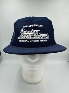 Cappello treno vintage Santa Fe Gallup quasi nuovo snapback camionista maglia blu FCU Credit Union - Foto 1 di 6