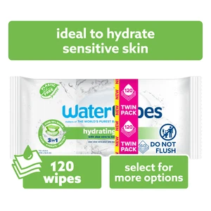 Hydrating Clean 99% Water Based Aloe Vera Wipes, 120 Count (2 Packs) - Picture 1 of 5