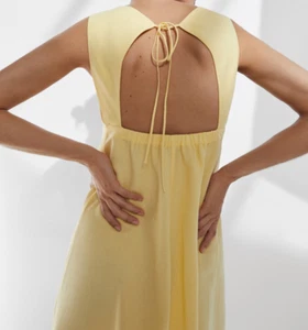 MASSIMO DUTTI, Sommerkleid, M, 38/ 40 , Leinen, Lyocell, wie neu, gelb, rücken - Bild 1 von 9