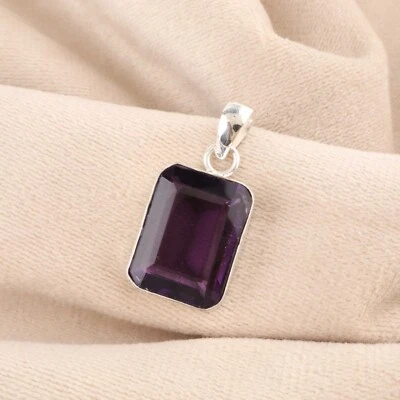 Regalo de boda para ella colgante de joyería de piedras preciosas amatista de plata de ley 925 Foto 1 de 4