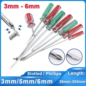 Magnetic Phillips Cross Slotted Screwdrivers Precision Tool Flat Head Extra Long - Picture 1 of 29