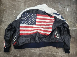Vintage Michael Hoban WHEREMI USA Leather Jacket Red White Black Men Size Large - Picture 1 of 3