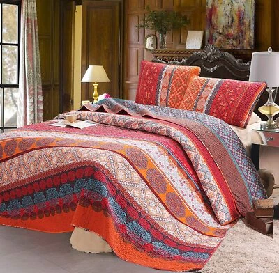 ¡NUEVO! ~ JUEGO DE EDREDÓN SUAVE CHIC TROPICAL AZUL VERDE AZULADO AQUA ROJO NARANJA BOHO SUROESTE Foto 1 de 3