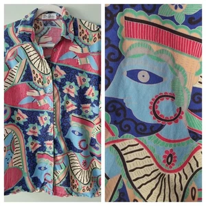 Vintage RARE Betty Barclay Incollection M Ethnic Indian Multicolour Blouse - Picture 1 of 7