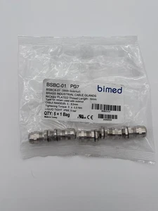 Pkg of 5, BIMED BSBC-01 PG-7 , 4X Nickel Plated Brass Cable Gland / Cord Grip - Picture 1 of 2