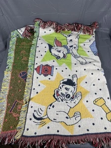 Vintage Disney 101 Dalmations coperta frange tessuto arazzo piccolo lancio anni 90 - Foto 1 di 13