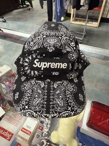 Supreme Bandana Jacquard Denim Camp Cap Mütze Schwarz SS25 Brandneu 2025 - Bild 1 von 5