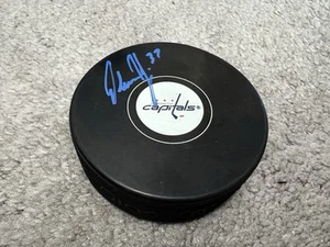 OLAF OLIE KOLZIG SIGNED WASHINGTON CAPITALS LOGO OFFICIAL HOCKEY PUCK COA - Picture 1 of 3