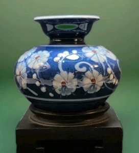 Denmark HAK Pottery Kahler Margeuritte Blue Daisy Sm Vase 3.5 Inch - Picture 1 of 14