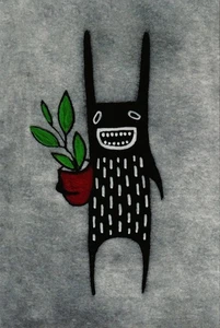 AK Julie FitzGerald ohne Titel - Hase mit Pflanze - Volkskunst postfrisch ungelaufen - Bild 1 von 1