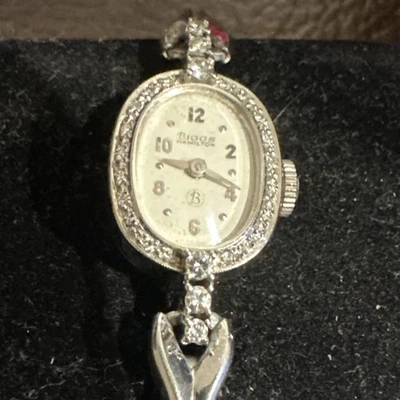 Женские часы Hamilton Biggs из чистого белого золота 14 карат с бриллиантами - Изображение 1 из 4