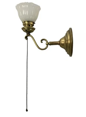 Aplique brazo curvo bronce pesado VL1275 antiguo c1915 sombra Sheffield restaurado Foto 1 de 4