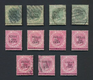 MALAYA PERAK BRIEFMARKEN 1891 QV ZUSCHLÄGE SG 48 50 51 52 57 58 59 60 - Bild 1 von 24