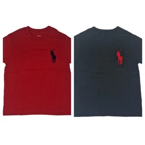 Ex Ralph Lauren Kids T-Shirt Top Navy Red 2-16yrs NEW - Picture 1 of 22