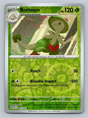 Pokemon Breloom SV05: Temporal Forces 007/162 Near Mint NM Reverse Holo - Image 1 of 2