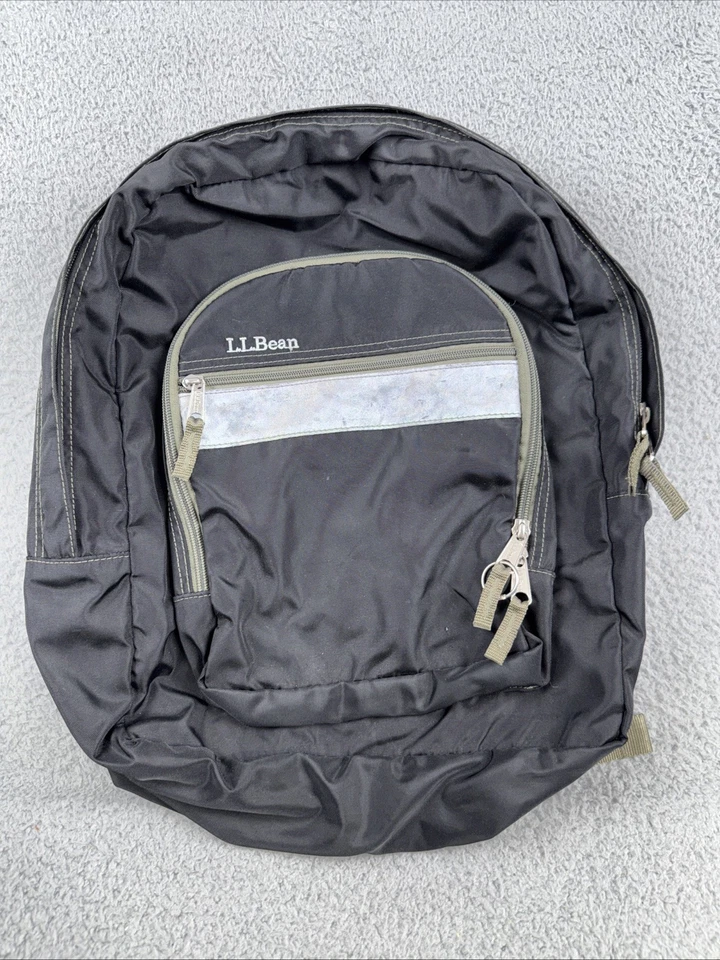 LL Bean De Colección Mochila Reflectante Bolsa para Libros Mochila Acolchada Negra Años 90 80 Bolso Escolar Foto 1 de 4