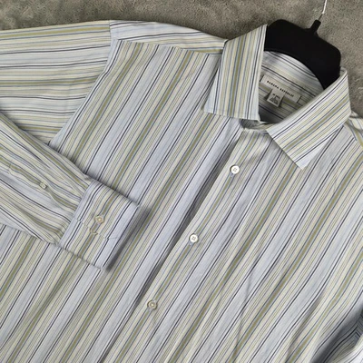 Camisa Vintage Banana Republic Grande 16/16.5 Blanco Azul Rayas Negocios Carrera Foto 1 de 4