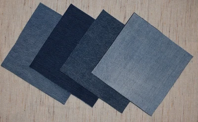 Denim Fabric Squares 10" Lot of 20 100% Cotton Blue Jean Quilt Craft Sew 10 inch - Image 1 of 4