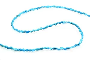 Blue Turquoise Smooth Oval Nuggets Gemstone Beaded Handmade Women Necklaces 18" - Picture 1 of 10