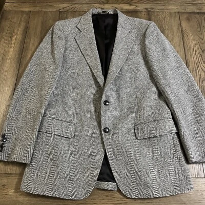 Adams Row Vintage Blazer Men 40R Button Wool Sport Coat Herringbone Tweed - Image 1 of 4