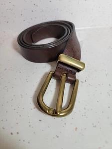 VTG FOSSIL WOMEN'S BROWN LEATHER BELT MEDIUM ? GOLD BUCKLE EC - Picture 1 of 5