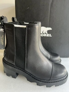 $220 New JOAN NOW Women Chelsea Boots Waterproof Leather Black Sz 6.5 - Picture 1 of 9