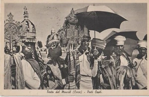 1936 ITALY EAST AFRICA 10CX2 ON POSTCARD COVER FESTIVAL mascal - PRETERS.COPTS. - Picture 1 of 2