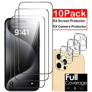 For iPhone 16 15 14 Plus 13 12 11 Pro XS Max XR Tempered Glass Screen Protector - Picture 1 of 12
