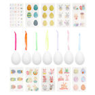  25 Sets White Plastic Easter Eggs Cartoon Stickers DIY Prop