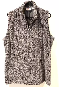 Quacker Factory Women's Size Large Gray/Black Vest Quilted Sequins Front Zipper - Picture 1 of 6