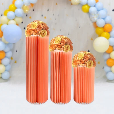 3 PIEZAS Jarrón de Cartón Flor Soporte Estante Columna Papel Pilar para Decoración de Bodas Foto 1 de 4