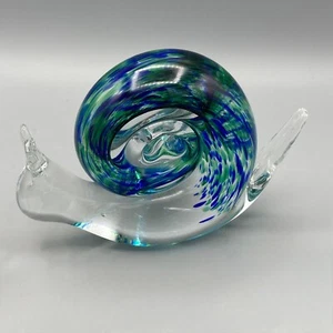 Wedgwood Green Blue Glass Snail Paperweight - Picture 1 of 10
