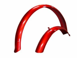 Juego de guardabarros de bicicleta estándar rojo delantero/trasero para bicicleta de crucero de 26 - Imagen 1 de 1