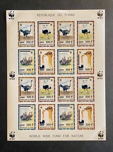 Stamps Mini-Sheet WWF Ostrich Overprinted Chad 1998 Imperf. - Picture 1 of 1