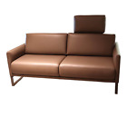 Rolf Benz Sofa Couch Sofa Cara 2019 Leder 38.104 Braungrau Spange Stahl