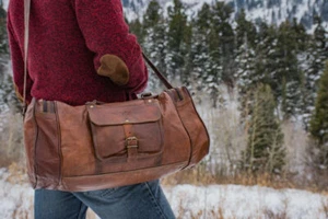 Equipaje de viaje de cabra de cuero genuino bolsa de gimnasio senderismo nuev... - Imagen 1 de 5