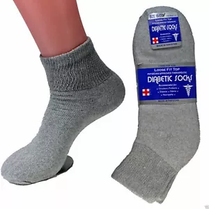 New 6 Pair Diabetic Ankle Quarter Crew Socks Health Cotton Men Circulatory Gray - Picture 1 of 1