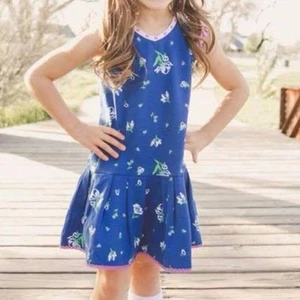 Matilda Jane size 4 Blue Floral Flutter Sleeve Photo Op Dress - Picture 1 of 8