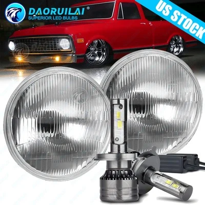 Par de faros LED redondos de 7 pulgadas alto bajo para Chevrolet C10 Panel 1964 1966 Foto 1 de 4