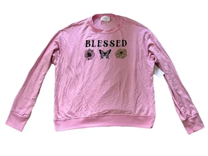 Pink 'Blessed' Sweatshirt with Graphic - Picture 1 of 4
