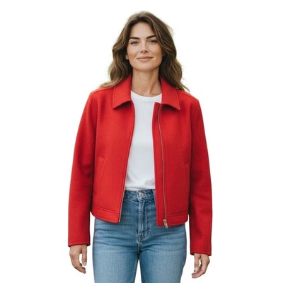 Chaqueta corta Madewell roja mezcla lana cremallera frontal talla 7 Foto 1 de 4