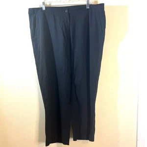 ExOfficio Pants Black Crepe Womens XL Wide Leg Crop Lightweight Lagenlook - Picture 1 of 6