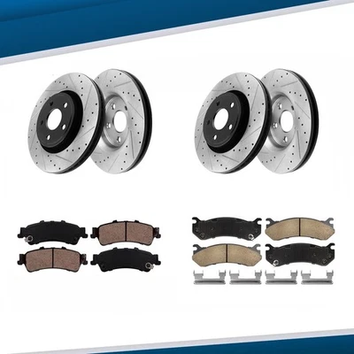 12" Front 12.78" Rear Drilled Rotors Brake Pads for Chevy Silverado GMC Sierra Foto 1 de 4
